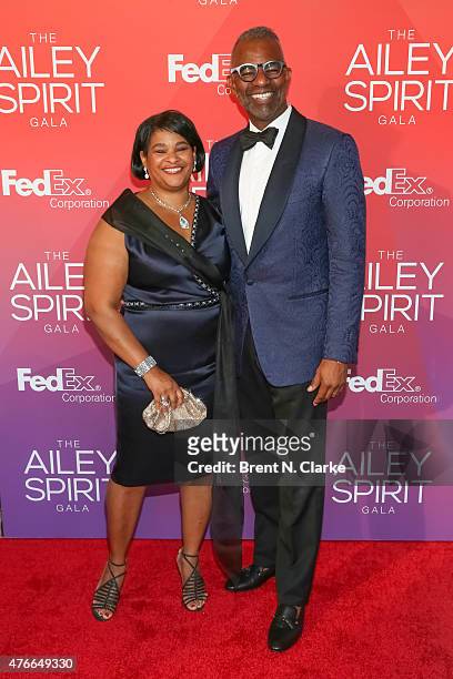 Gala vice chairs Robyn Coles and Dr. N. Anthony Coles arrive for the 2015 Ailey Spirit Gala held at the David H. Koch Theater, Lincoln Center on June...