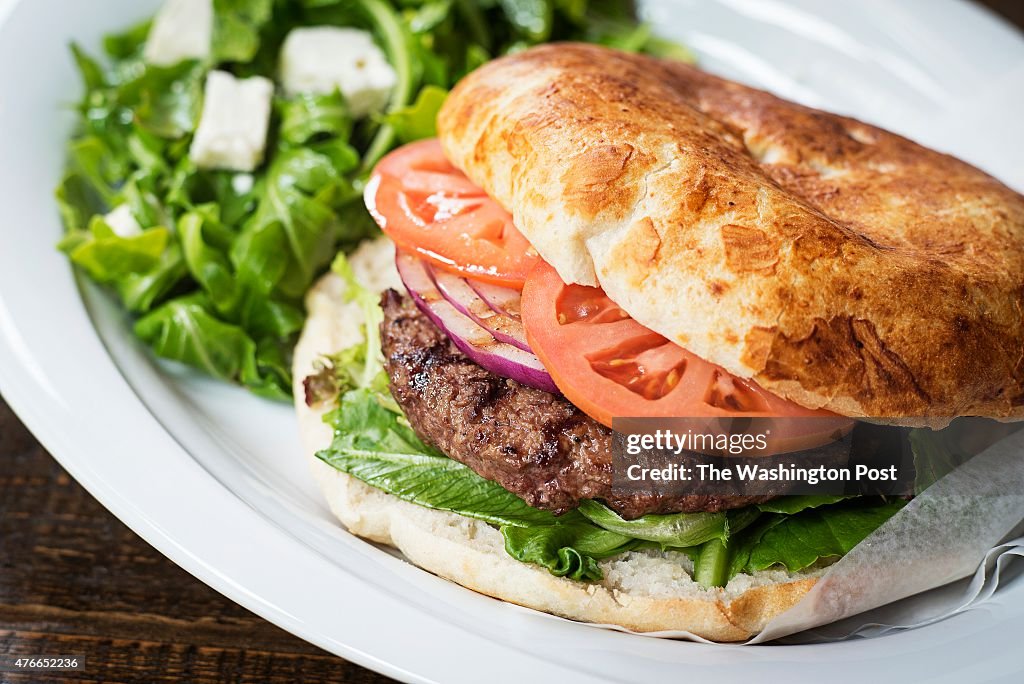 WASHINGTON, DC-May 29: The lamb burger with salad at Ankara Res