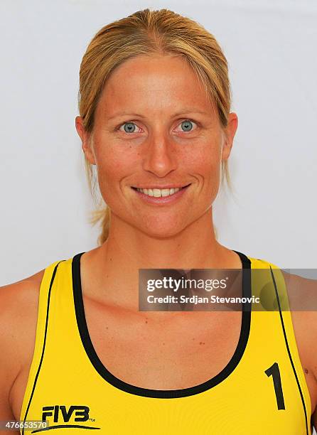 Barbara Hansel of Austria poses for a portrait during the FIVB Prague Open Headshot Shoot on May 20, 2015 in Prague, Czech Republic.