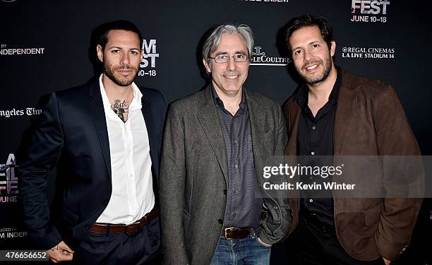 Producer Paris Latsis, director Paul Weitz, and producer Terry Dougas arrive at the Los Angeles Film Festival opening night premiere of Sony Pictures...