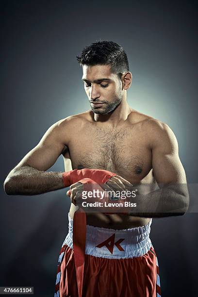 Professional boxer Amir Khan is photographed for the Observer on January 29, 2015 in Bolton, England.