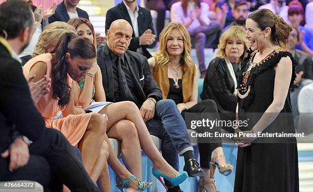 Raquel Sanchez Silva , Mila Ximenez , Raquel Rodriguez , Kiko Matamoros and Isabel Rabago attend 'Supervivientes' gala on May 24, 2015 in Madrid,...