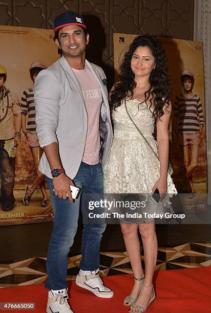 Ankita Lokhande and Sushant Singh Rajput at the success party of the movie PK in Mumbai.