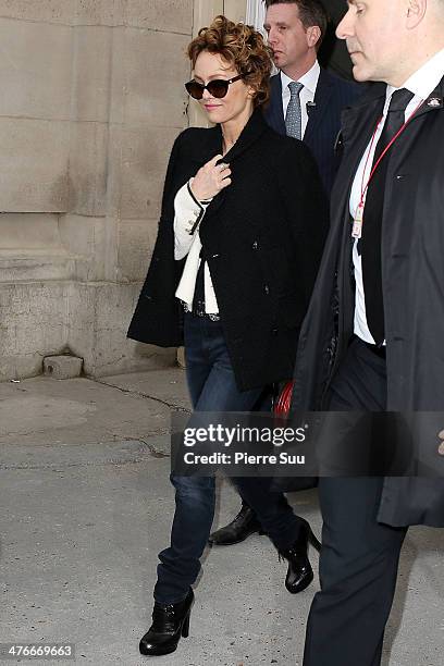 Singer Vanessa Paradis attends the Chanel show as part of the Paris Fashion Week Womenswear Fall/Winter 2014-2015 on March 4, 2014 in Paris, France.