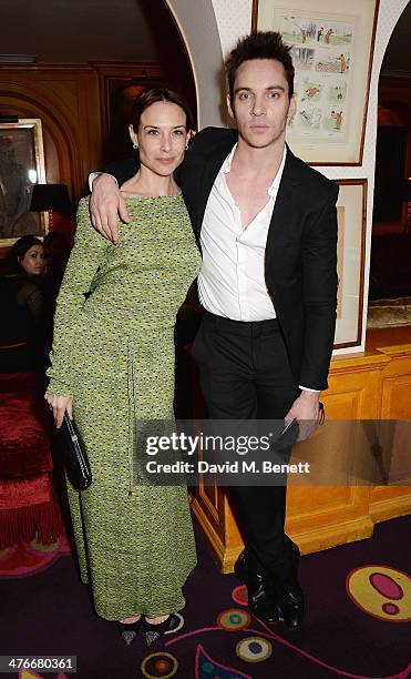 Claire Forlani and Jonathan Rhys Meyers attend a party at Annabel's hosted by Goldie Hawn on March 4, 2014 in London, England.