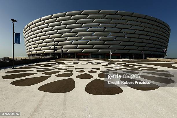 General view of the Olympic Stadium prior to the opening ceremony ahead of Baku 2015, the first European Games on on June 11, 2015 in Baku,...