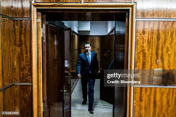 Victor Ponta, Romania's prime minister, arrives for an interview at the Victoria Palace in Bucharest, Romania, on Thursday, June 11, 2015. A...