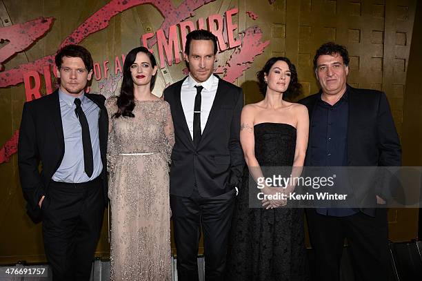 Actors Jack O'Connell, Eva Green, Callan Mulvey, Lena Headey and director Noam Murro attend the premiere of Warner Bros. Pictures and Legendary...