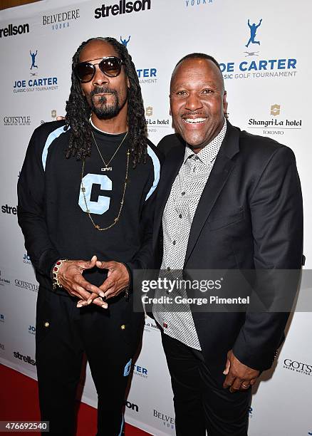 Snoop Dogg and Joe Carter attend Joe Carter Classic Celebrity Golf Tournament after party at Shangri-La Hotel on June 10, 2015 in Toronto, Canada.