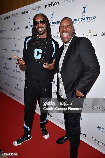 Snoop Dogg and Joe Carter attend Joe Carter Classic Celebrity Golf Tournament after party at Shangri-La Hotel on June 10, 2015 in Toronto, Canada.