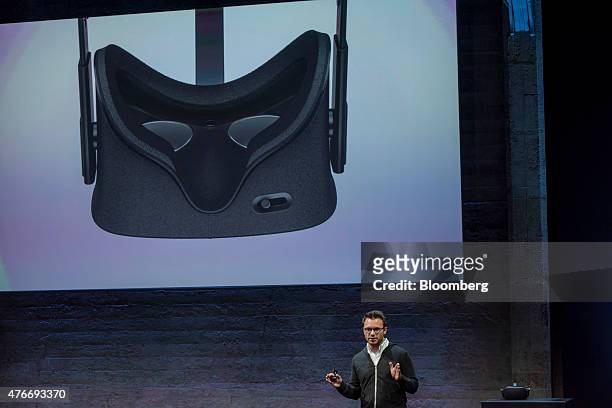Brendan Iribe, co-founder and chief executive officer of Oculus VR Inc., speaks during the Oculus VR Inc. "Step Into The Rift" event in San...