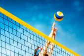 Beach volleyball player net