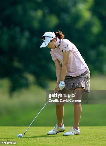 Hee Kyung Seo of South Korea plays her second shot at the par 4, 4th hole during the first round of the 2015 KPMG Women's PGA Championship on the...