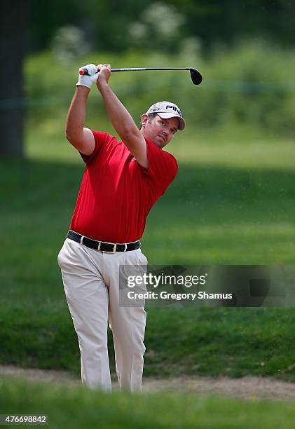 Edward Loar watches his second shot on the ninth hole during the first round of the Web.com Tour Rust-Oleum Championship at the Lakewood Country Club...