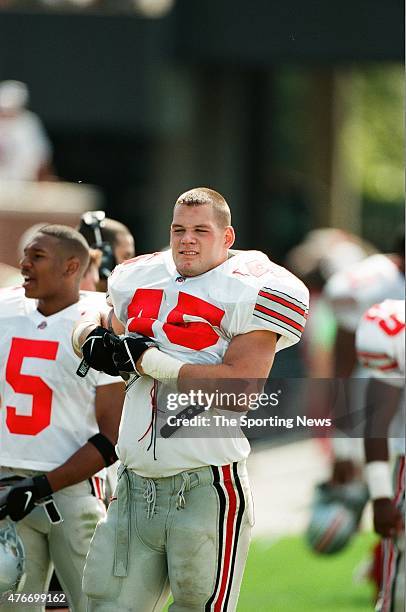 Andy Katzenmoyer of the Ohio State Buckeyes looks on against the Missouri Tigers on September 27, 1997.