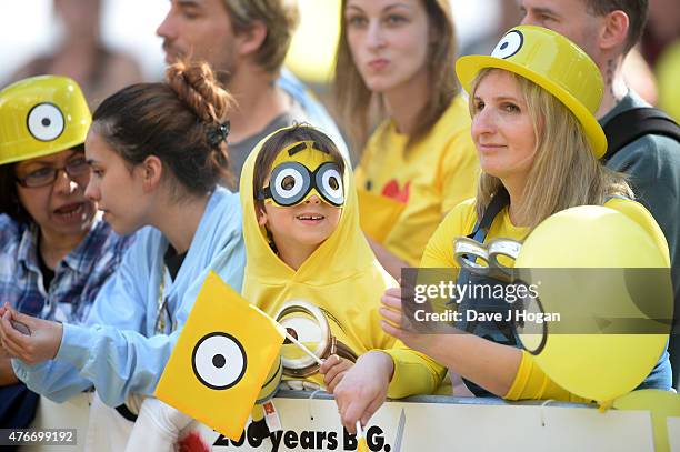 Fans during the World Premiere of "Minions" at Odeon Leicester Square on June 11, 2015 in London, England.