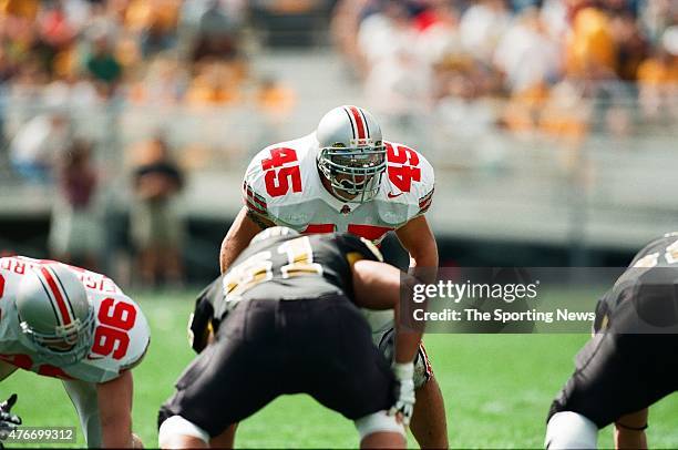 Andy Katzenmoyer of the Ohio State Buckeyes looks on against the Missouri Tigers on September 27, 1997.