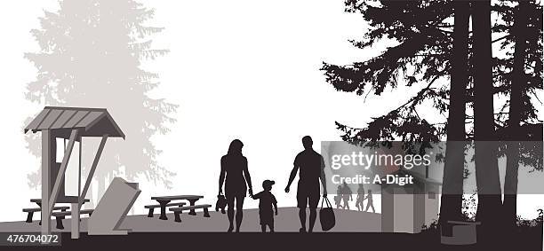 stockillustraties, clipart, cartoons en iconen met national park - wandelen bos