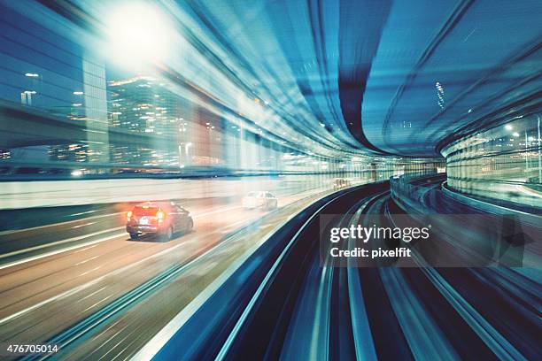 traffic motion in tokyo japan - train tunnel stock pictures, royalty-free photos & images