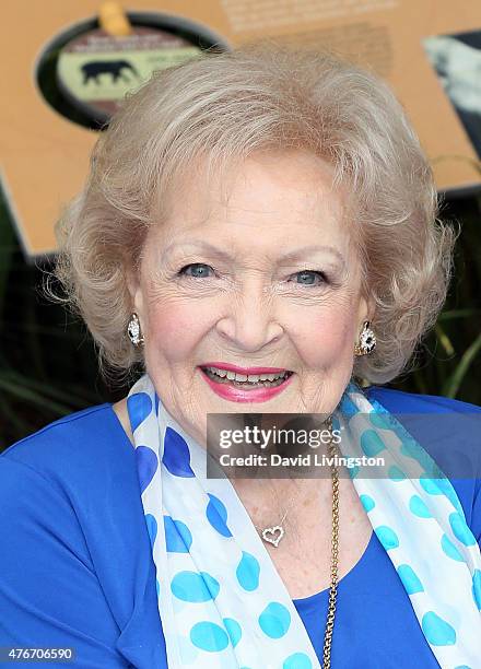 Actress Betty White attends the media preview for the Greater Los Angeles Zoo Association's Beastly Ball Fundraiser at the Los Angeles Zoo on June...