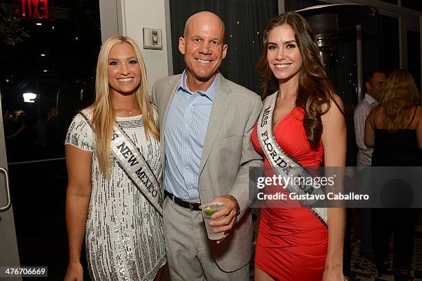 Miss New Mexico USA Kamryn Blackwood, David Pillsbury, and Miss Florida USA Brittany Oldehoff attend The Opening Drive Party at Hyde Beach on March...