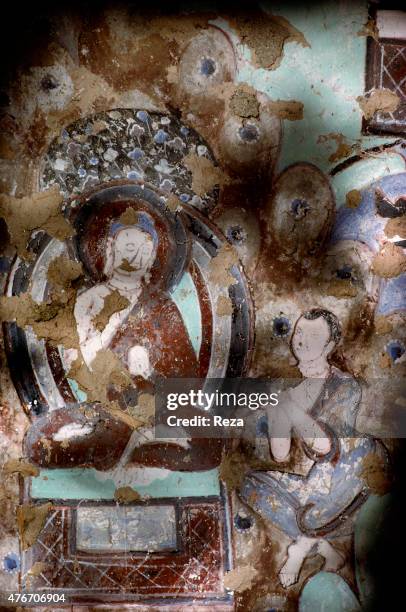 May Cave n°80, Kyzyl, Xinjiang, China. A believer is receiving instructions from the Buddha.