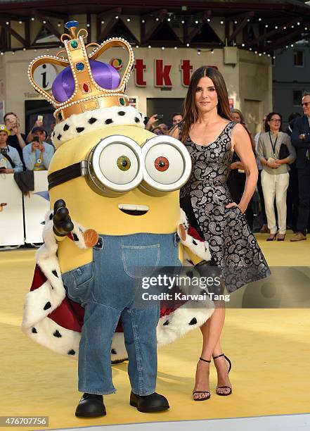 Sandra Bullock attends the World Premiere of "Minions" at Odeon Leicester Square on June 11, 2015 in London, England.