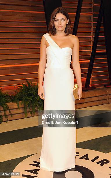 Model Alyssa Miller arrives at the 2014 Vanity Fair Oscar Party Hosted By Graydon Carter on March 3, 2014 in West Hollywood, California.