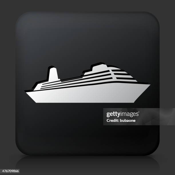 black square button with ship icon - spartan cruiser stock illustrations
