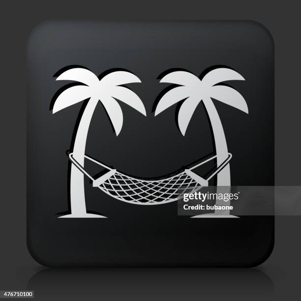 black square button with hamak - relaxing hammock stock illustrations
