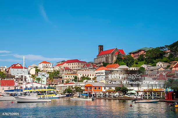 scenic carenage waterfront st george's grenada - st george stock pictures, royalty-free photos & images