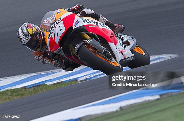 Dani Pedrosa of Spain and Repsol Honda Team rounds the bend during the MotoGP Tests in Phillip Island - Day Three at Phillip Island Grand Prix...