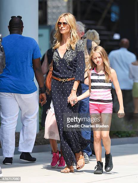 Heidi Klum is seen with her children Leni Samuel and Lou Samuel on June 11, 2015 in New York City.