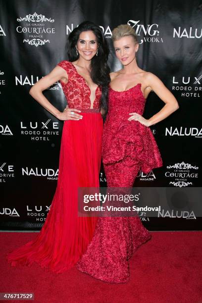 Actress Joyce Giraud and model Joanna Krupa attend the Naluda Magazine March Issue Launch Party with Cover Girl Joyce Giraud at Luxe Rodeo Drive...