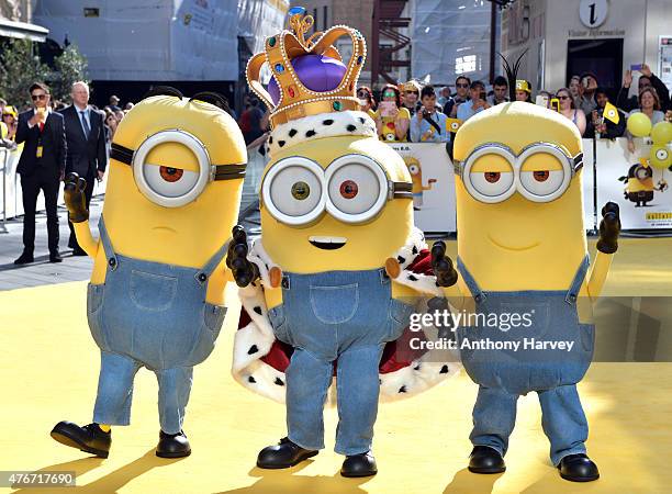 Minions attend the World Premiere of "Minions" at Odeon Leicester Square on June 11, 2015 in London, England.