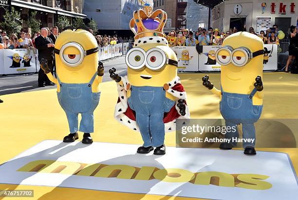 Minions attend the World Premiere of "Minions" at Odeon Leicester Square on June 11, 2015 in London, England.