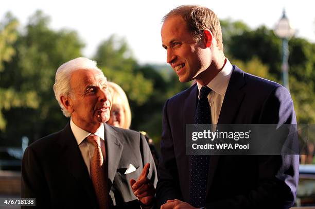 Prince William, Duke of Cambridge is greeted by Lord Levy as he attends the 25th anniversary celebrations of Jewish Care at Alexandra Palace on June...