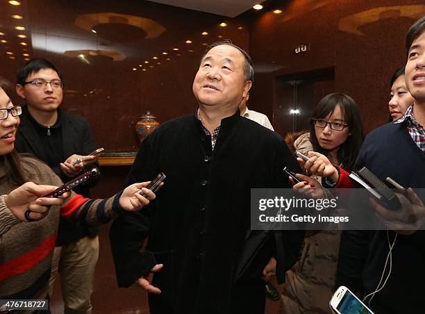 Chinese Literature Nobel laureate Mo Yan attends the the second session of the 12th National Committee of CPPCC at the The Great Hall of the People...