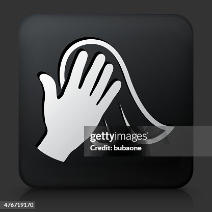 Black Square Button with Dusting Icon Black Square Button with Dusting Icon