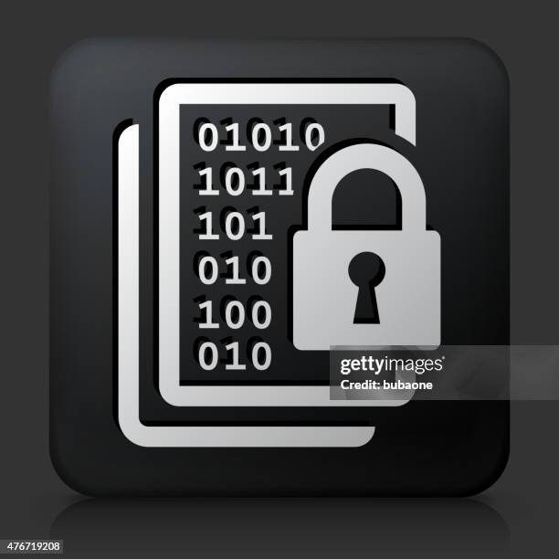black square button with computer security - 3d illustration rendering of binary code pattern stock illustrations