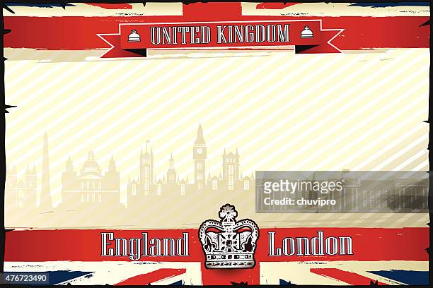 uk & london stadtbild horizontale grunge hintergrund - england flag stock-grafiken, -clipart, -cartoons und -symbole
