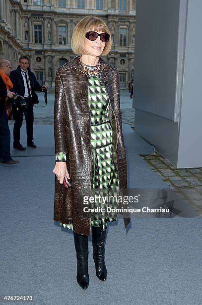 Anna Wintour attends the Louis Vuitton show as part of the Paris Fashion Week Womenswear Fall/Winter 2014-2015 on March 5, 2014 in Paris, France.