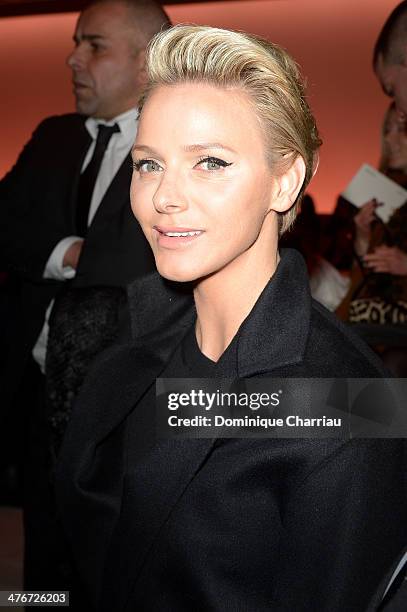 Princess Charlene of Monaco attends the Louis Vuitton show as part of the Paris Fashion Week Womenswear Fall/Winter 2014-2015 on March 5, 2014 in...