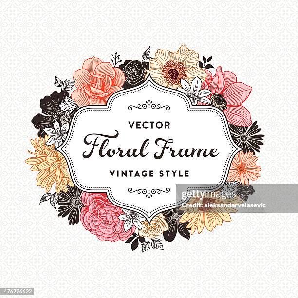 floral frame - wedding invite background stock illustrations
