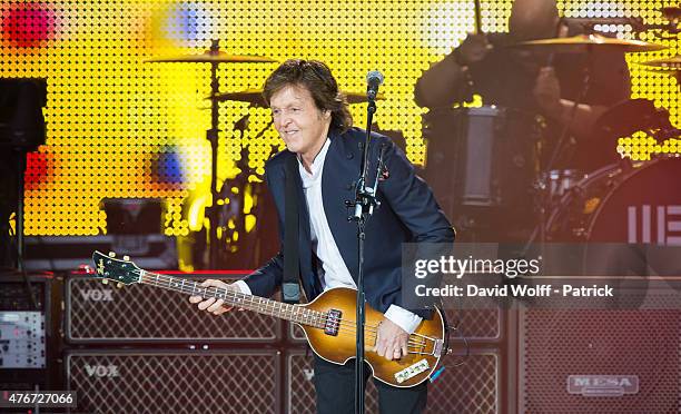 Sir Paul McCartney performs at Stade de France on June 11, 2015 in Paris, France.