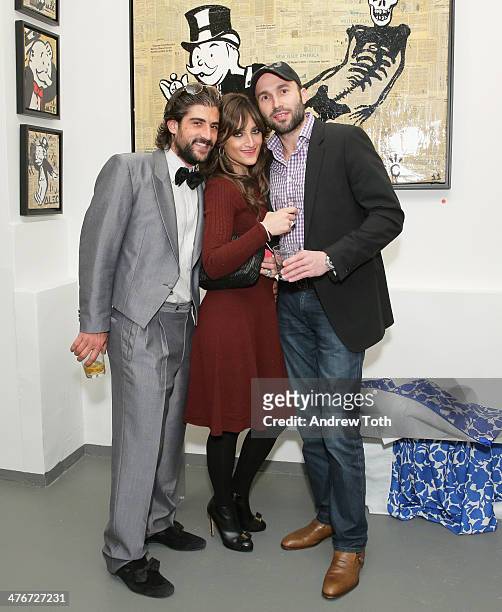 Ari Einhorn, Sherry Einhorn and Yitzy Shanik attend Avant Gallery New York City preview opening event at Avant Gallery on March 4, 2014 in New York...