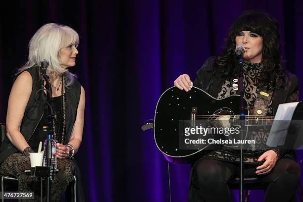 Musician Emmylou Harris and Ann Wilson perform at Country Music Hall of Fame's "All For The Hall" fundraising concert at Club Nokia on March 4, 2014...
