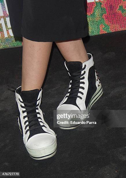 Actress Sandra Martin, shoes detail, attends MAC new trends party photocall at the Association of Architects on June 11, 2015 in Madrid, Spain.