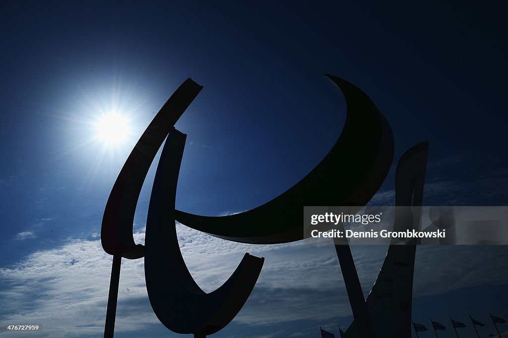 The 'Agitos', logo of the International Paralympic Committee is seen ...