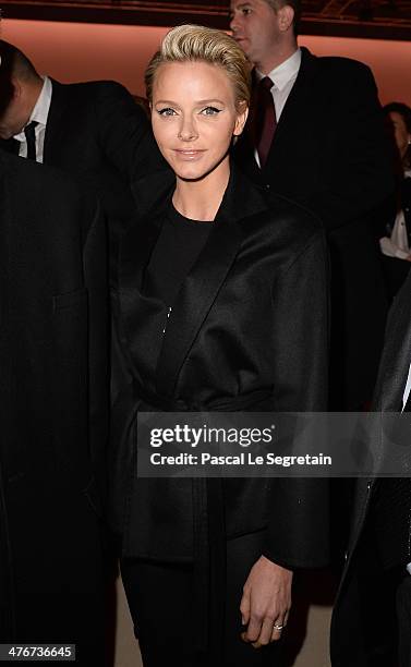Princess Charlene of Monaco attends the Louis Vuitton show as part of the Paris Fashion Week Womenswear Fall/Winter 2014-2015 on March 5, 2014 in...